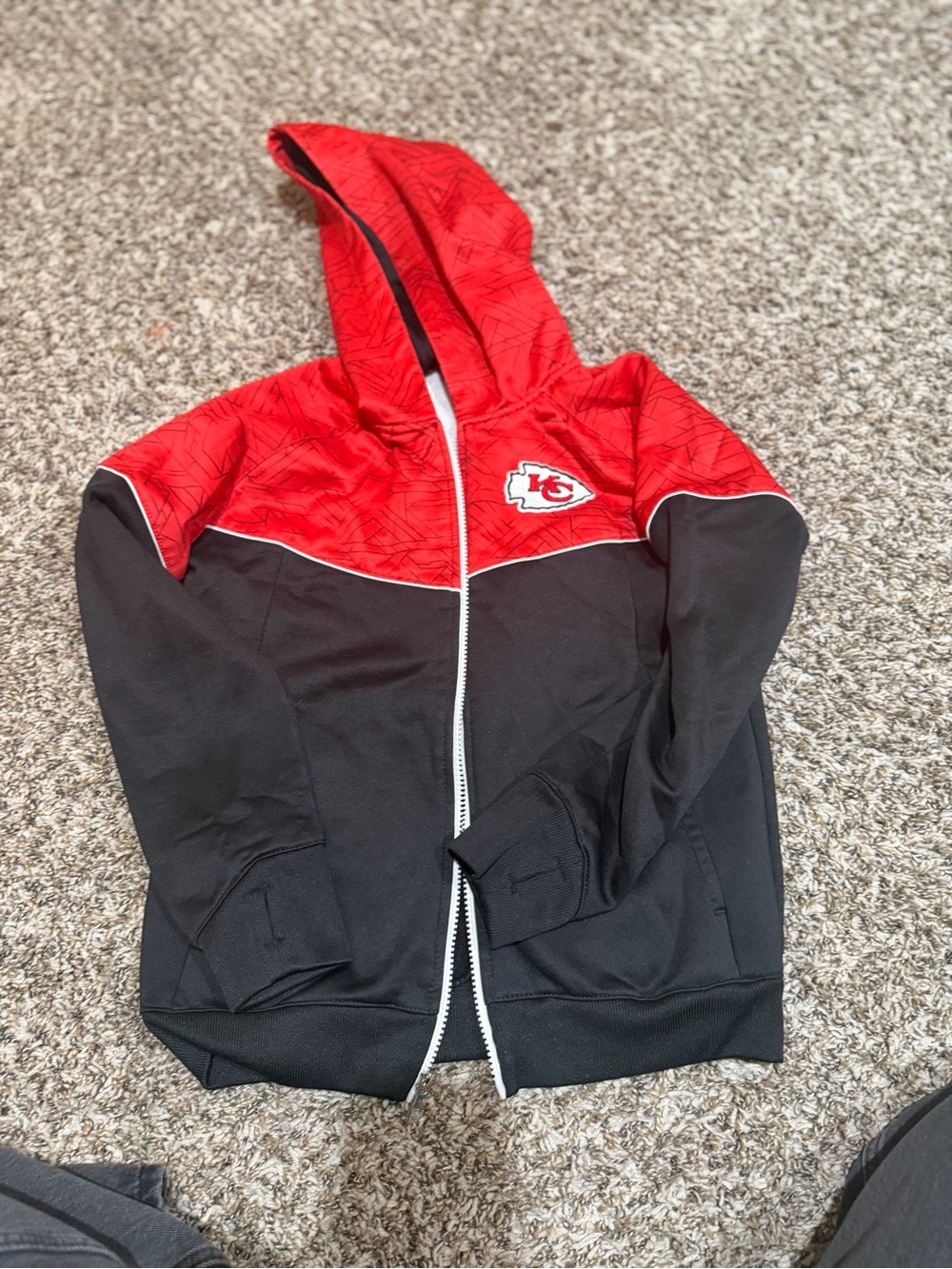 NFL Kids Red and Black Full-Zip Hooded Jacket